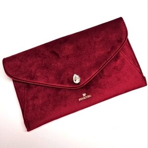 NEW Swarovski Sparkling Holiday Burgundy Velvet Envelope Clutch Bag Crystal